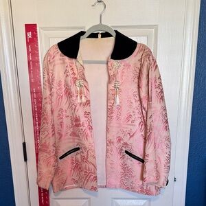 Elegant Pink Women's Jacket with Black Accents